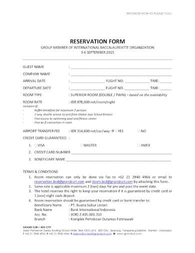 new build reservation form template