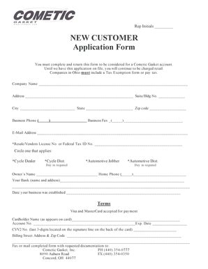 New Customer Application Template