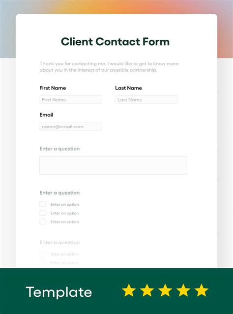 new customer contact form template