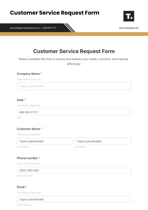 new customer request form template