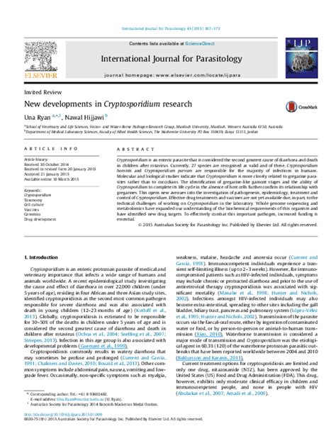 New Developments In Cryptosporidium Research