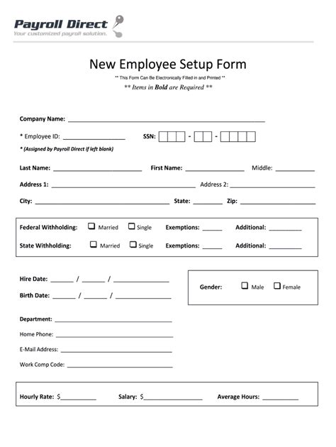 new employee it setup form template