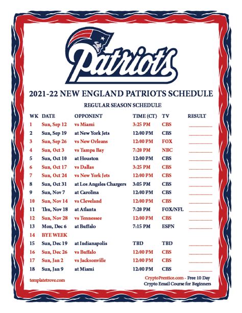 new england patriots football schedule 2021