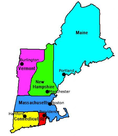new england states and capitals list