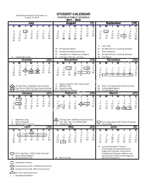 new fairfield ct high school calendar