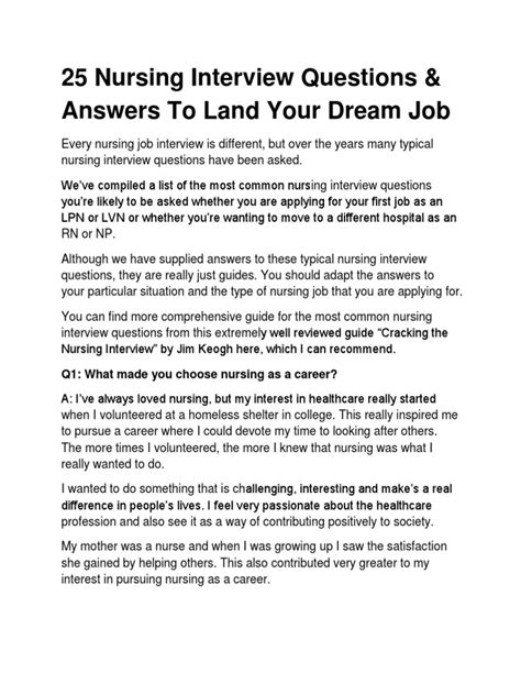 new graduate nursing job interview questions and answers