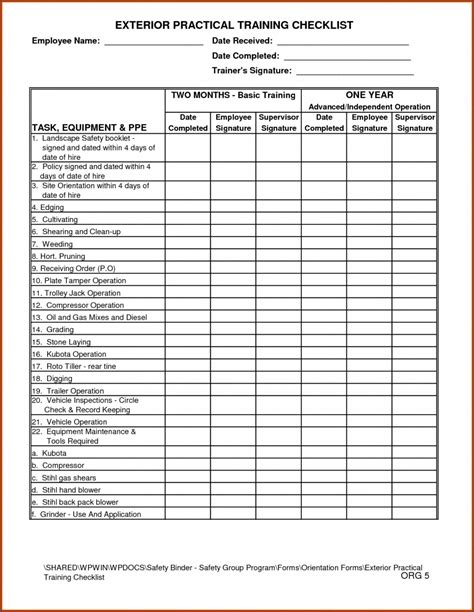 new hire checklist template excel free