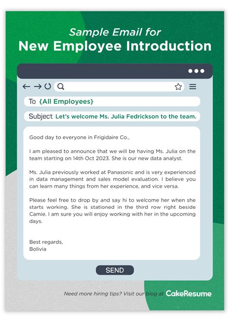 new hire introduction email examples