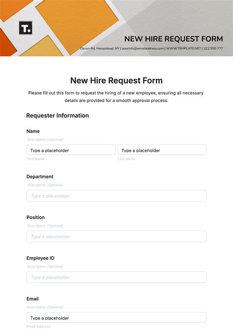 new hire request form template