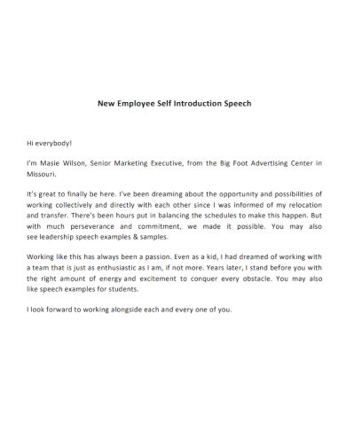 new hire self introduction sample