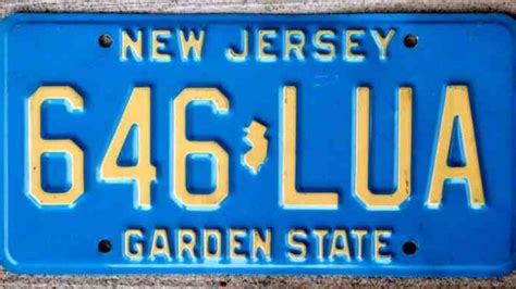 New Jersey Buff Vintage License Plate Pair Old Classic Car Set Man Cave