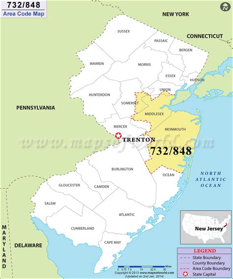 New Jersey Zip Code 732 Area Code