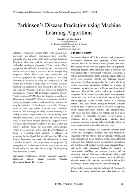 (PDF) Intelligent Parkinson Disease Prediction Using Machine Learning