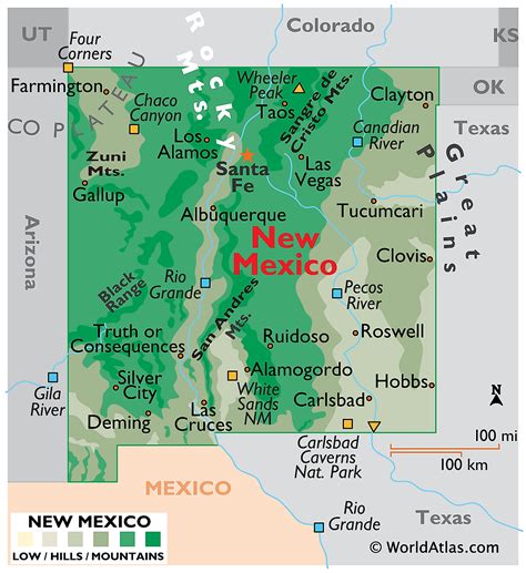 Map of the State of New Mexico, USA Nations Online Project