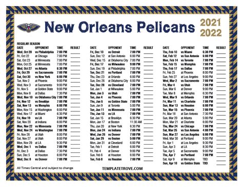 new orleans pelicans schedule 2021 2022
