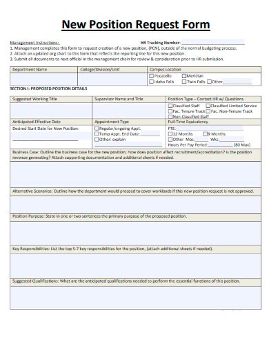 new position request form template