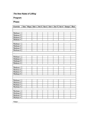 New Rules Of Lifting Training Log Printable