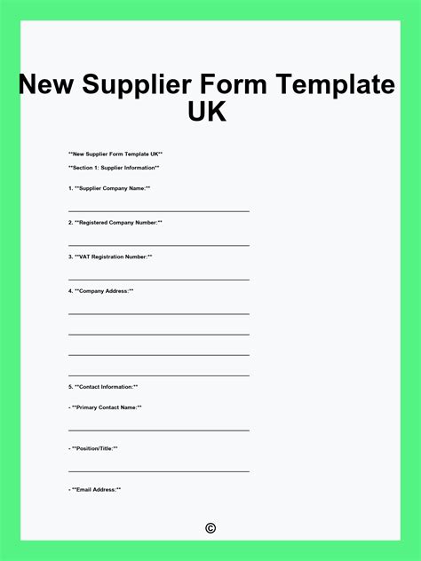new supplier request form template