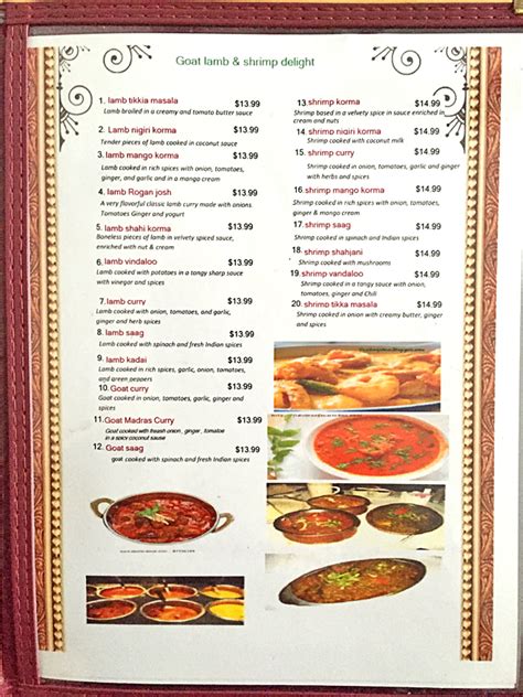 new taste of india menu