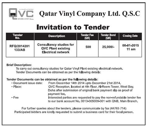 new tenders in qatar