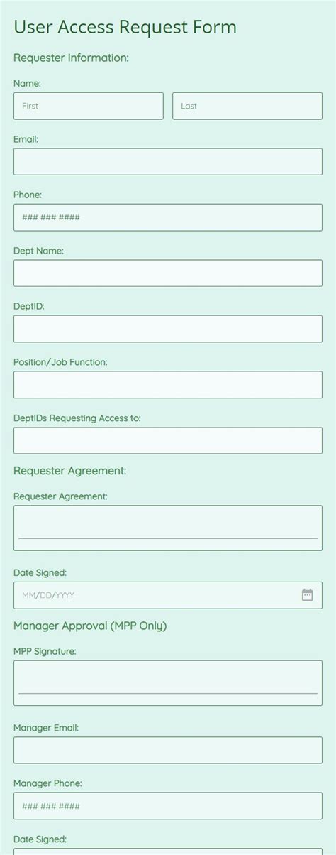 User Access Request Form Template 123 Form Builder