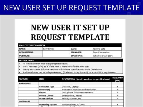 new user setup form template