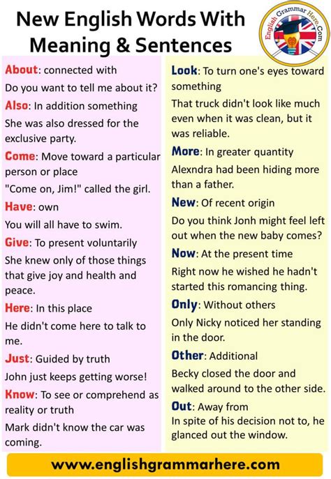 new words for class 7 with meaning