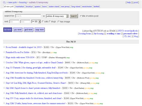 new york craigslist sublets