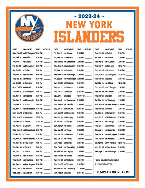 new york islanders 2023 schedule