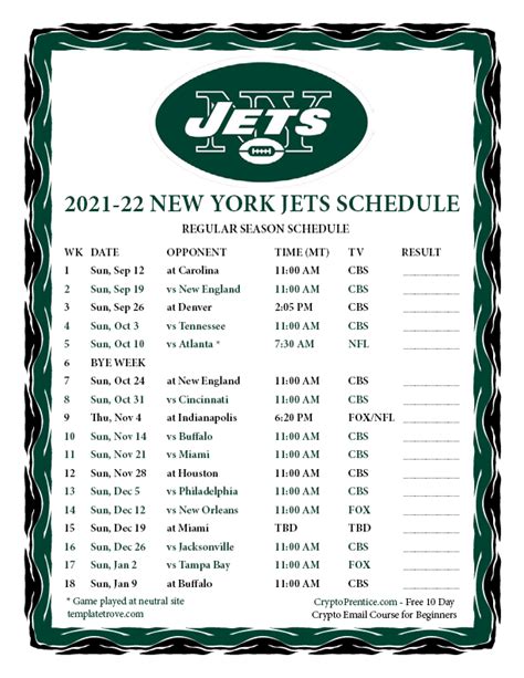 new york jets schedule 2021