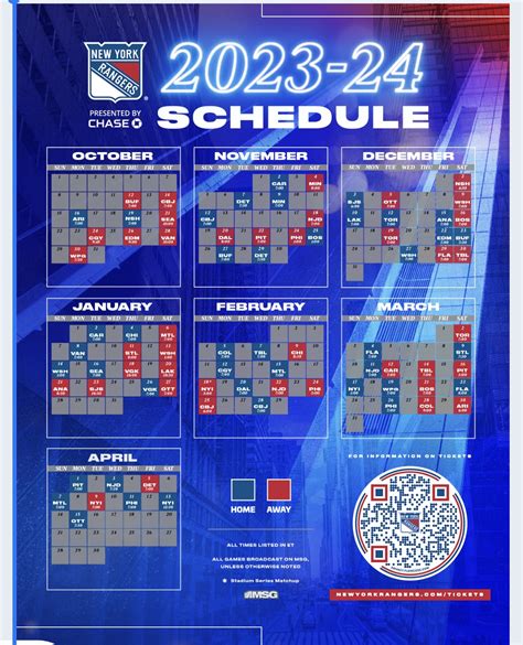 new york rangers schedule 2023-24