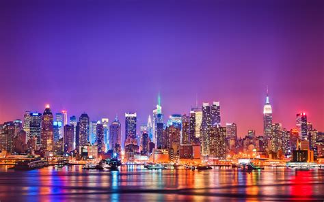 new york skyline night time