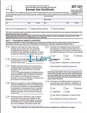 new york state exempt use certificate