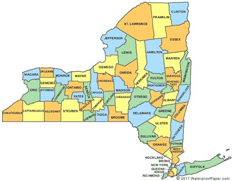 Detailed Political Map of New York State Ezilon Maps