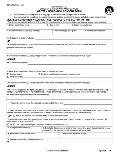 new york state medication consent form