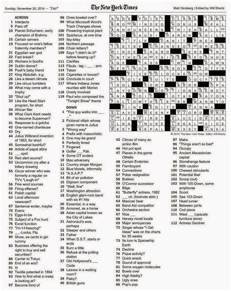 new york times crossword in gothic