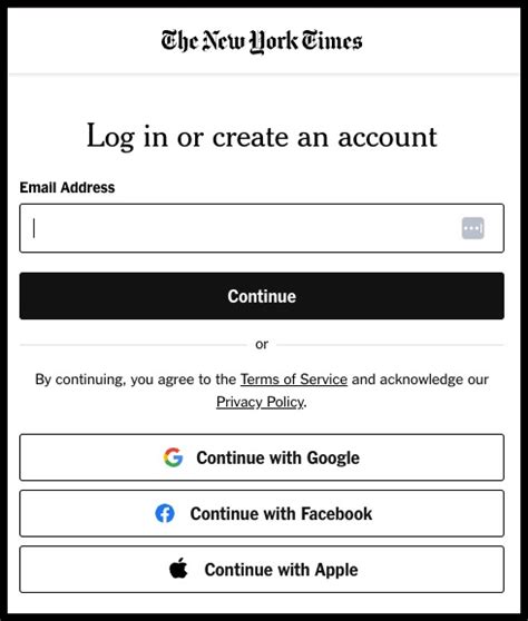 new york times log in password