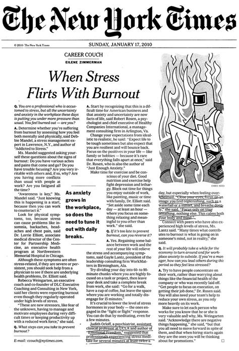 new york times stress article