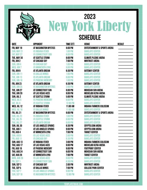 new york wnba schedule