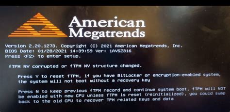 RESOLVIDO 2025 New CPU installed. fTPM/PSP NV corrupted or fTPM/PSP NV structure changed YouTube