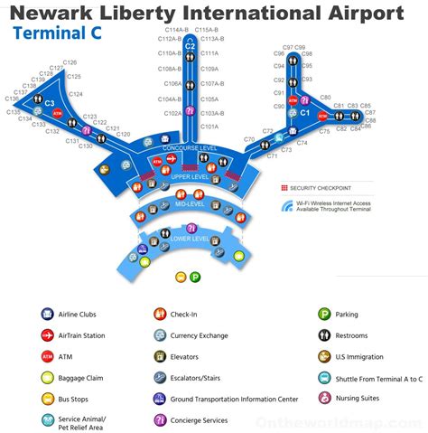 Terminal C map Gate Newark Liberty International Airport