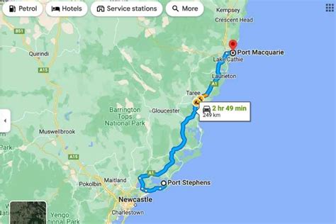 newcastle nsw to port stephens distance