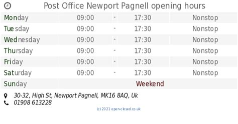 newport pagnell sorting office opening times