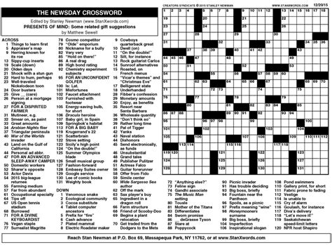 newsday crossword puzzle answers today