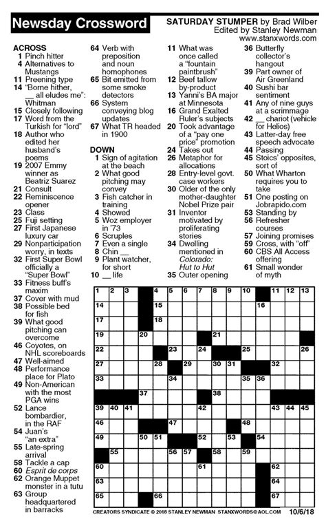 newsday daily crossword puzzle