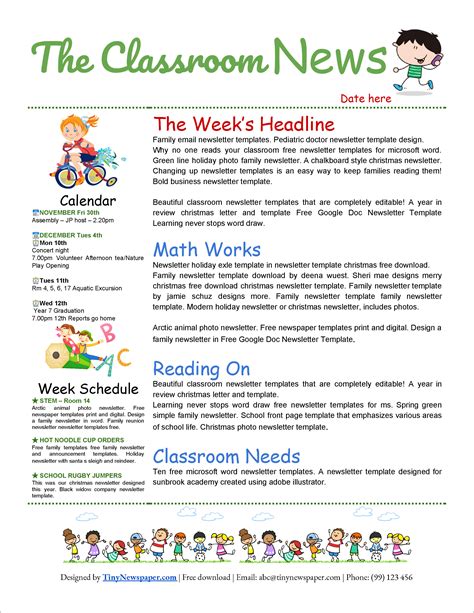newsletter templates for kids club