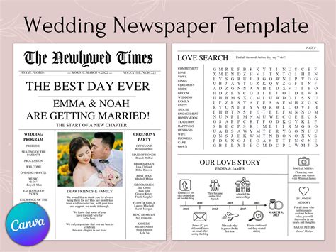 Newspaper Article Wedding Program