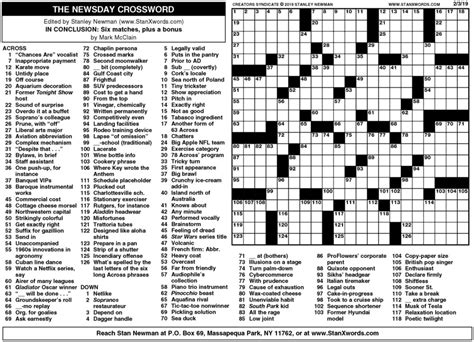 newspaper crosswords
