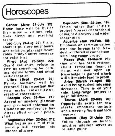 Newspaper Horoscopes