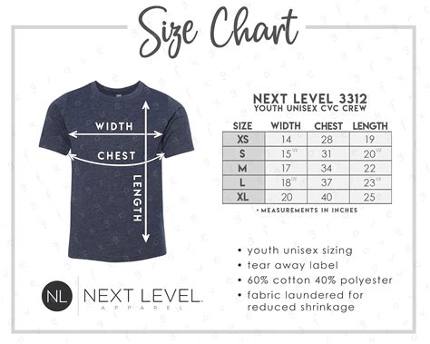 Next Level Apparel 6640 Women's CVC Deep V Neck Size Chart Custom T